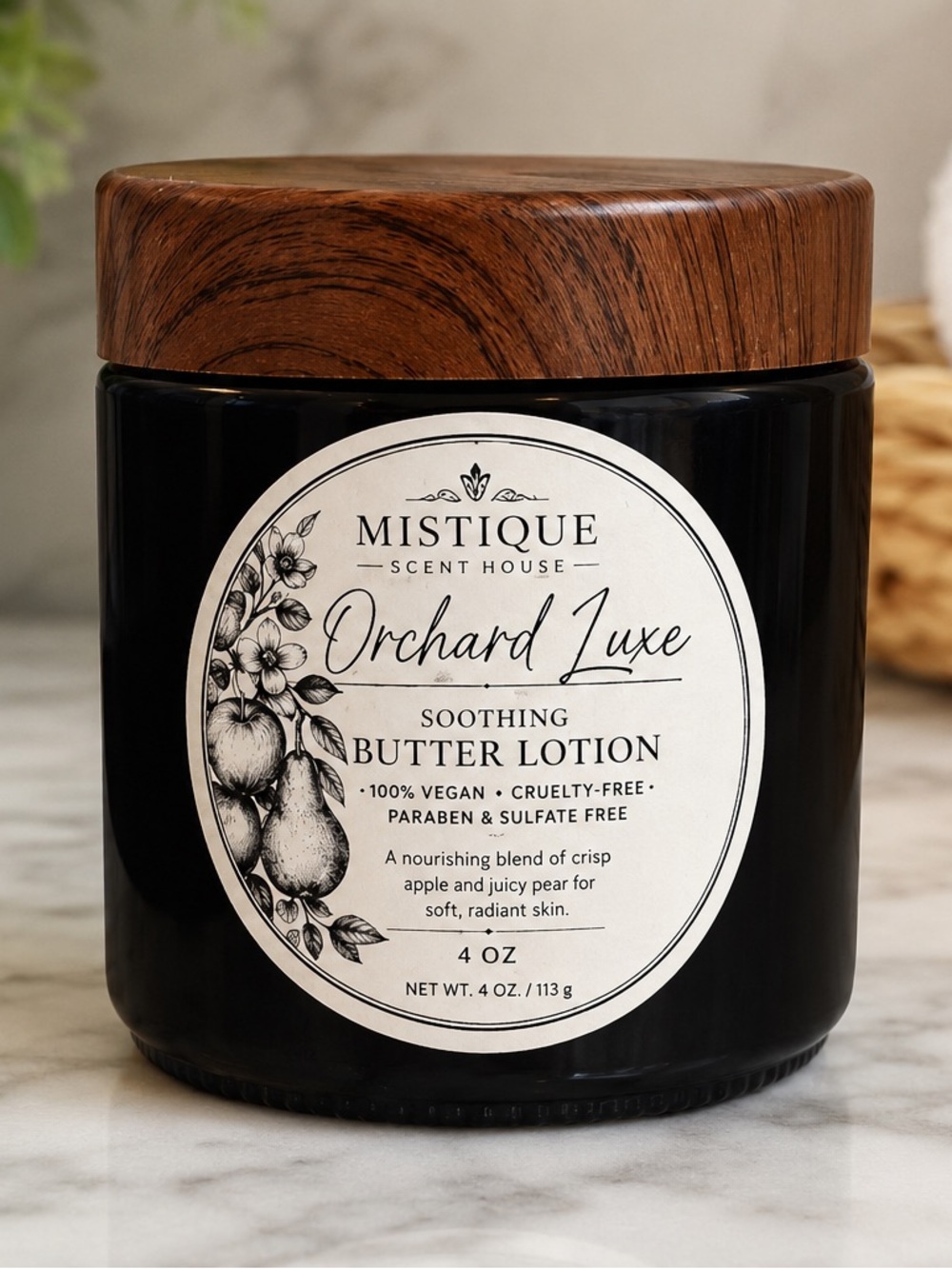 Mistique Orchard Luxe Soothing Butter Lotion - Black & Wood Cap